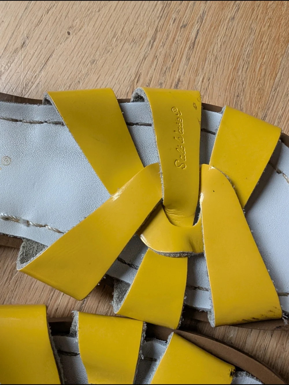 Salt Water Sandals by Hoy Yellow Leather Strappy Kids Sandals with Buckle
